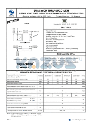 SUGC10DH datasheet - SURFACE MOUNT GLASS PASSIVATED JUNCTION ULTRAFAST EFFICIENT RECTIFIER