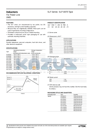 SLF10145T datasheet - Inductors For Power Line SMD