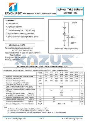 SUF4006 datasheet - HIGH EFFICIENT PLASTIC SILICON RECTIFIER