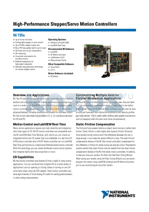 NI735X datasheet - High-Performance Stepper/Servo Motion Controllers