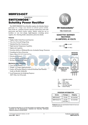 MBRF2545CT datasheet - SWITCHMODE Schottky Power Rectifier