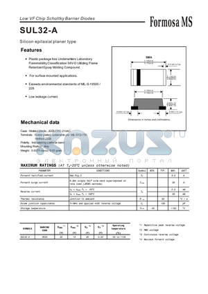 SUL32-A datasheet - Low VF Chip Schottky Barrier Diodes - Silicon epitaxial planer type