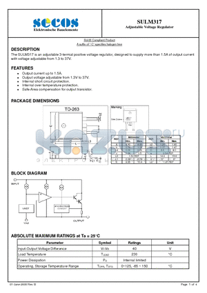 SULM317 datasheet - Adjustable Voltage Regulator