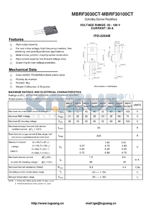 MBRF3030CT datasheet - Schottky Barrier Rectifiers