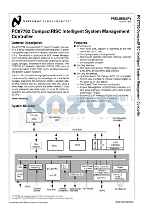 PC87782VJG datasheet - CompactRISC Intelligent System Management Controller