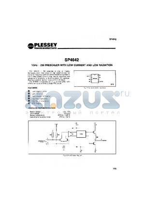 SP4642 datasheet - 1GHz  256 PRESCALER WITH LOW CURRENT AND LOW RADIATION