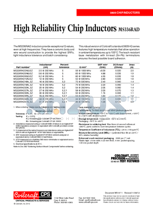 MS336RAD12NJSZ datasheet - High Reliability Chip Inductors