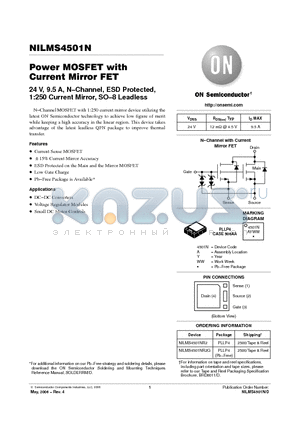NILMS4501NR2G datasheet - Power MOSFET with Current Mirror FET