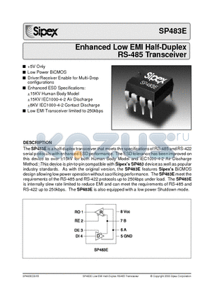 SP483ECN datasheet - Enhanced Low EMI Half-Duplex RS-485 Transceiver