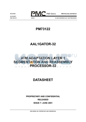 PM73122-BI datasheet - 32 LINK CES/DBCES AAL1 SAR PROCESSOR