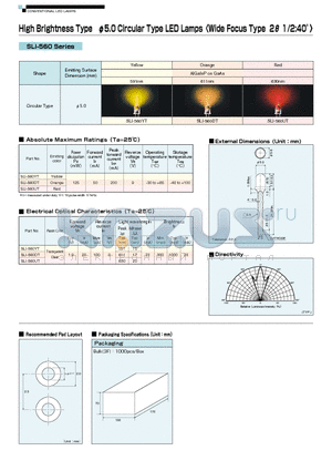 SLI-560UT datasheet - High Brightness Type pi=5.0 Circular Type LED Lamps