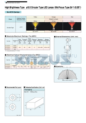 SLI-570DT datasheet - High Brightness Type 5.0 Circular Type LED Lamps <Mid Focus Type 2 1/2:25>