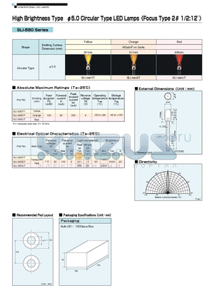 SLI-580YT datasheet - High Brightness Type 5.0 Circular Type LED Lamps <Focus Type 2 1/2:12>