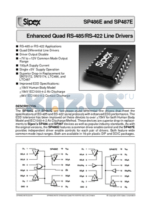SP486ECP datasheet - Enhanced Quad RS-485/RS-422 Line Drivers