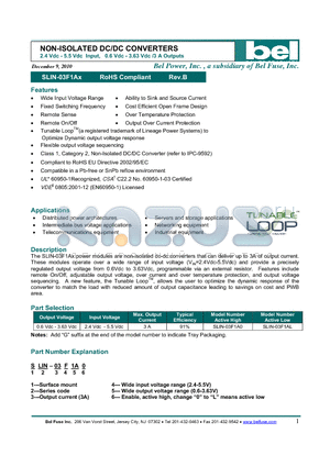 SLIN-03F1A0 datasheet - NON-ISOLATED DC/DC CONVERTERS