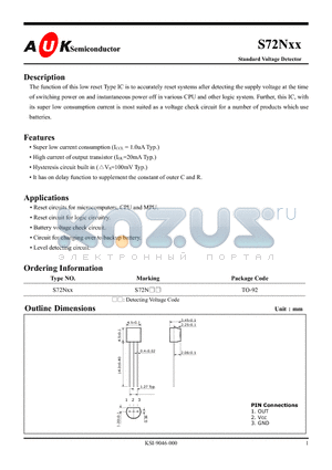 S72NXX datasheet - Standard Voltage Detector
