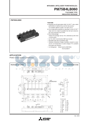 PM75B4LB060 datasheet - FLAT-BASE TYPE INSULATED PACKAGE