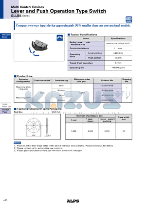 SLLB510100 datasheet - Lever and Push Operation Type Switch