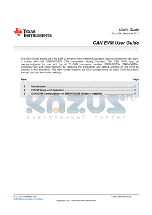 SLLU158 datasheet - CAN EVM User Guide