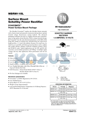 MBRM110LT3G datasheet - Surface Mount Schottky Power Rectifier