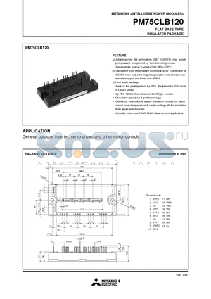 PM75CLB120 datasheet - FLAT-BASE TYPE INSULATED PACKAGE
