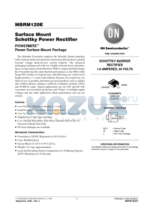 MBRM120ET1 datasheet - Surface Mount Schottky Power Rectifier
