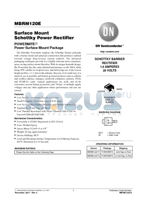 MBRM120ET3 datasheet - Surface Mount Schottky Power Rectifier