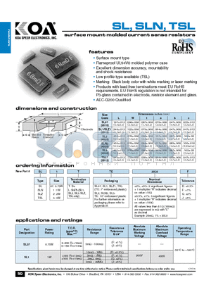 SLN2TTE20L0F datasheet - surface mount molded current sense resistors