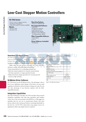 NIPXI-7334 datasheet - Low-Cost Stepper Motion Controllers