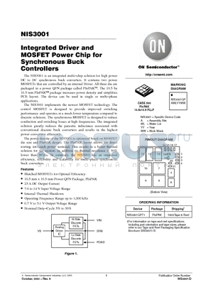 NIS3001 datasheet - Integrated Driver and MOSFET Power Chip for Synchronous Buck Controllers