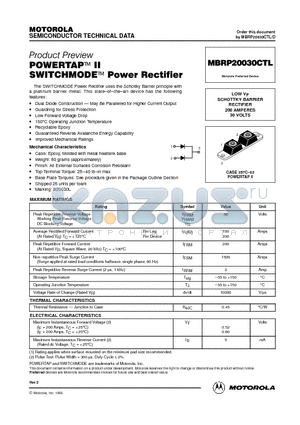 MBRP20030CTL datasheet - POWERTAPPII SWITCHMODE Power Rectifirer