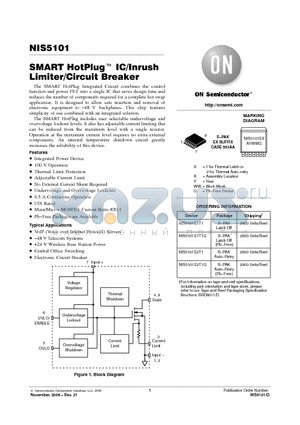NIS5101E1T1G datasheet - SMART HotPlug IC/Inrush Limiter/Circuit Breaker