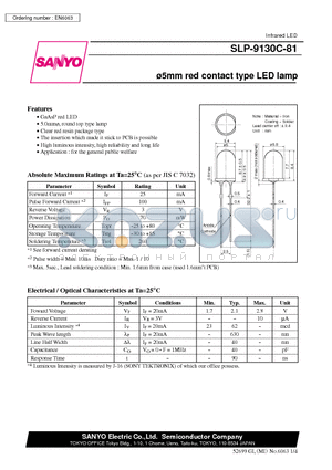 SLP-9130C-81 datasheet - 5mm red contact type LED lamp