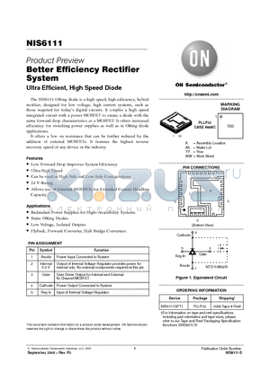 NIS6111 datasheet - Better Efficiency Rectifier System