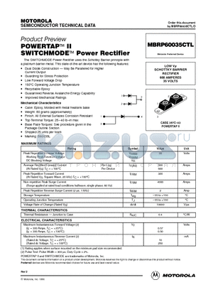 MBRP60035CTL datasheet - POWERTAP II SWITCHMODE Power Rectifier