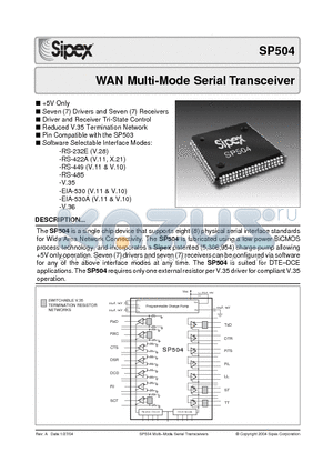 SP504 datasheet - WAN Multi-Mode Serial Transceiver