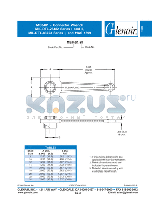 MS3481-16 datasheet - Connector Wrench