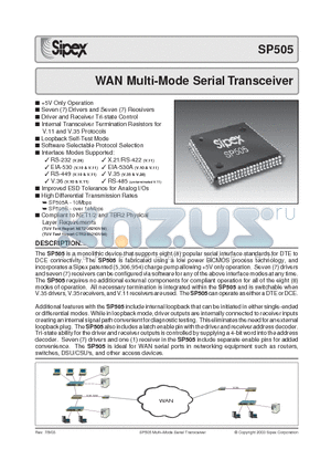 SP505AB datasheet - WAN Multi-Mode Serial Transceiver
