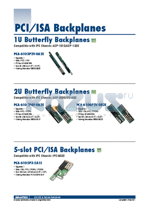 PCA-6106P3V-0B2E datasheet - 2U Butterfly Backplanes