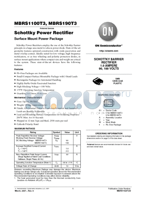 MBRS1100T3G datasheet - Schottky Power Rectifier Surface Mount Power Package