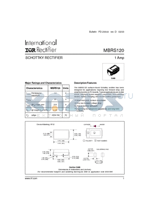 MBRS120 datasheet - SCHOTTKY RECTIFIER 1 Amp