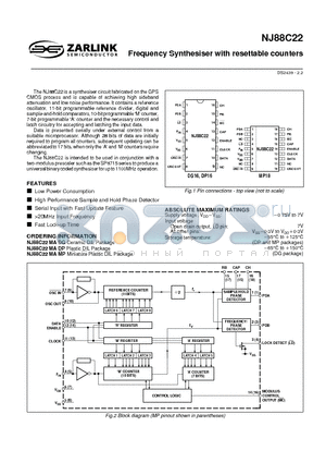 NJ88C22MAMP datasheet - Frequency Synthesiser with resettable counters