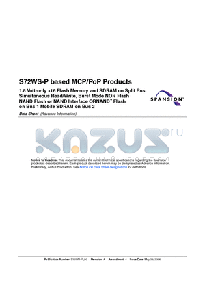 S72WS256PEFJF0HG0 datasheet - based MCP/PoP Products