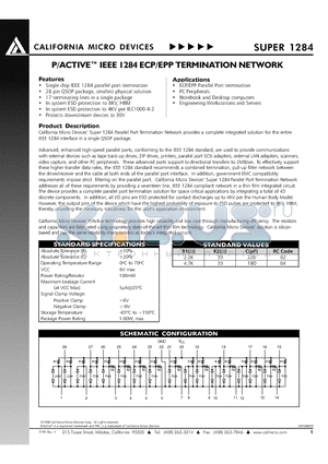 SUPER1284-02QR datasheet - P/ACTIVE IEEE 1284 ECP/EPP TERMINATION NETWORK