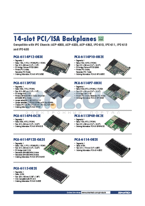PCA-6114P12-0B3E datasheet - 14-slot PCI/ISA Backplanes