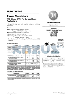 NJD1718T4G datasheet - Power Transistors