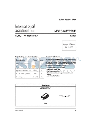 MBRS140TRPBF datasheet - SCHOTTKY RECTIFIER