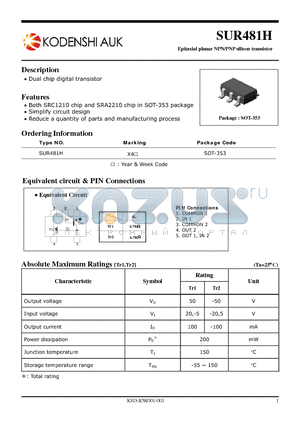 SUR481H datasheet - Epitaxial planar NPN/PNP silicon transistor
