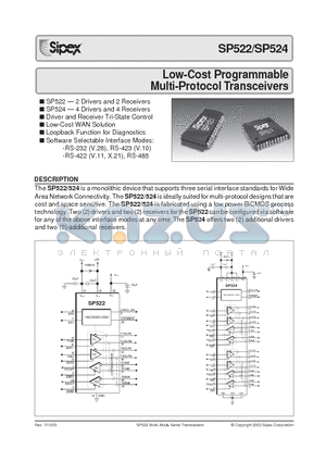 SP522 datasheet - Low-Cost Programmable Multi-Protocol Transceivers