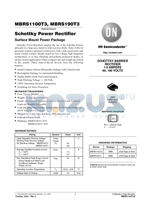 MBRS190T3 datasheet - Schottky Power Rectifier
